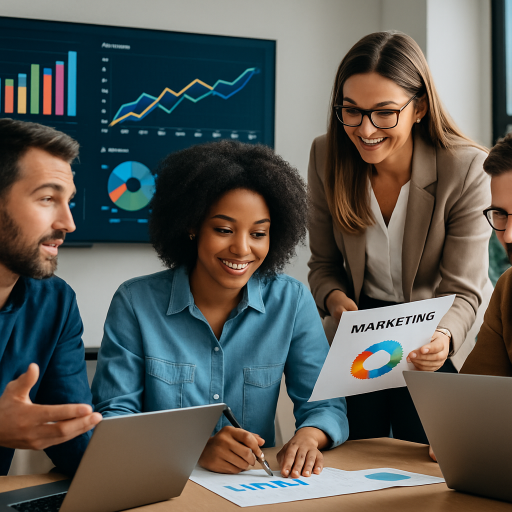 Équipe de marketing digital en réunion de stratégie