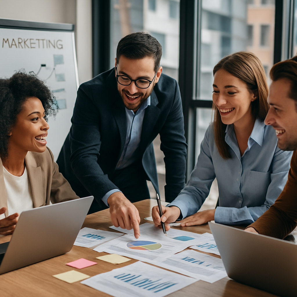 Équipe de marketing en réunion pour la création de contenus impactants